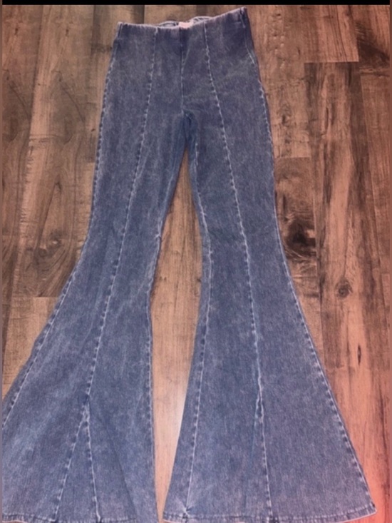 Good American Pants - Good American Power Stretch Pull-On Flare Jeans Acid Wash Sz M
